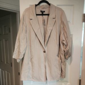 NWT Torrid Sz 4 Studio Linen Blazer Chateau Gray Spring Summer Vacation Office